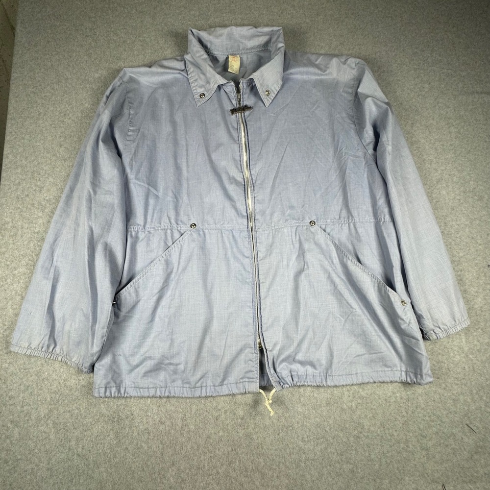 Vintage Weather Tamer Blue Windbreaker Jacket Zip Front Mens 46 A9465 Thin Light